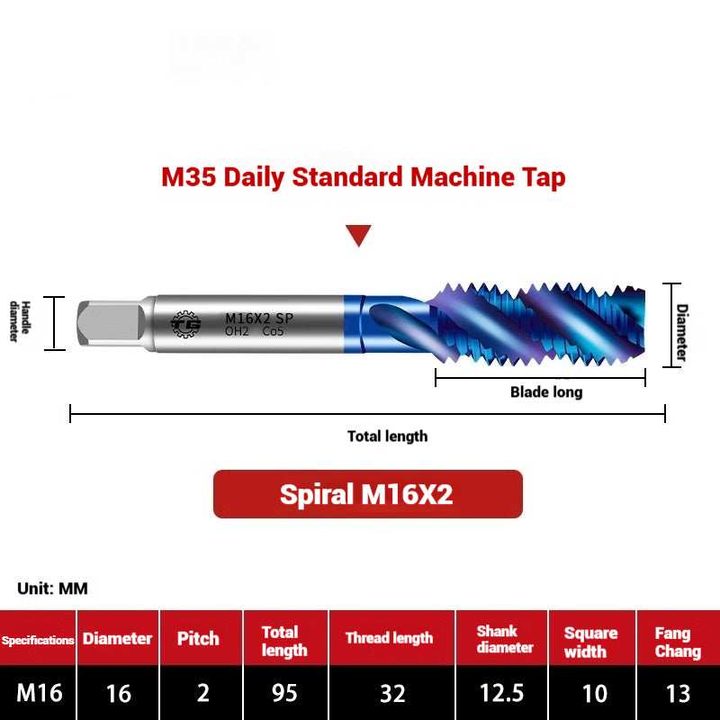 1108-M35 Japanese Standard Cobalt Machine Tap Screw Tip Rough Thread Coated Tap High Speed Steel Japanese Standard Spiral Groove Tap Shandong Denso Pricision Tools Co.,Ltd.